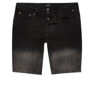 Black denim faded shorts
